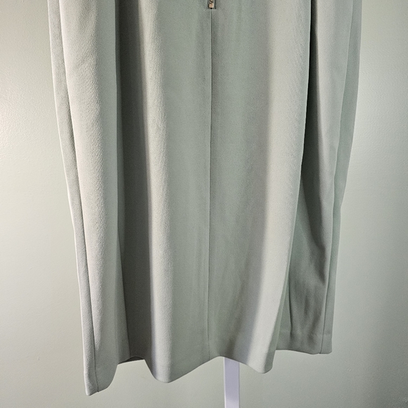 Calvin Klein Crew Neck Short Tulip Sleeve Solid Sheath Stretch Dress Sage Green - Picture 11 of 12